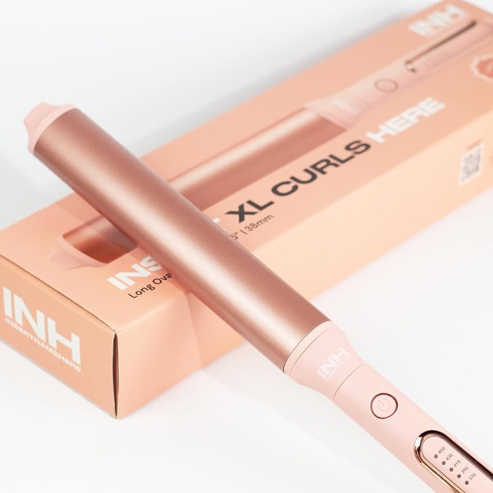 INH Hair Extra Long Oval Barrel Curling Iron Tourmaline Ionic Ceramic Wand